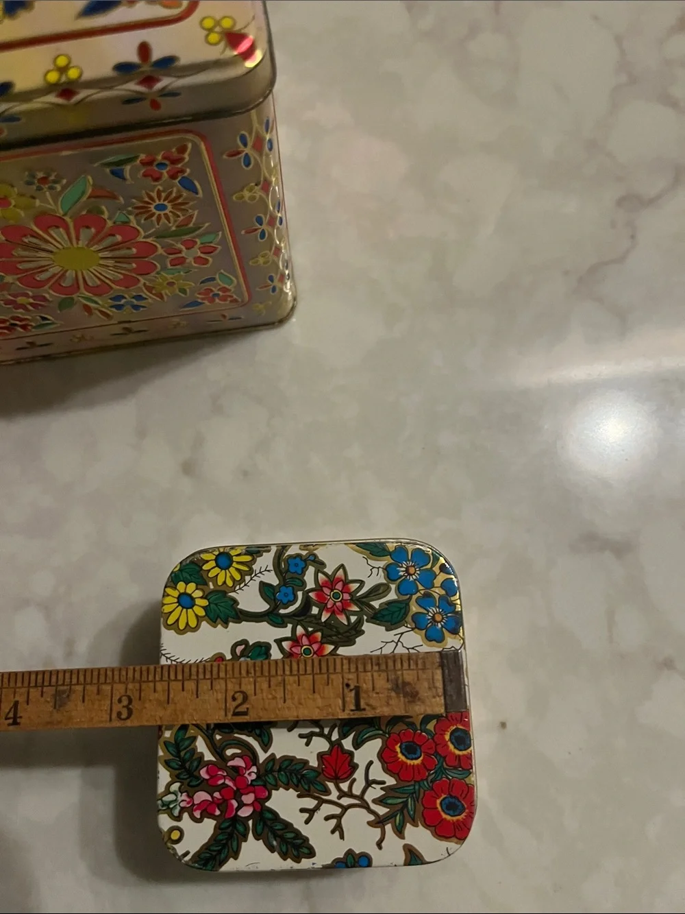 Vintage Kashmir type Tin box’s floral tin box’s tea box 2 are hinged & English